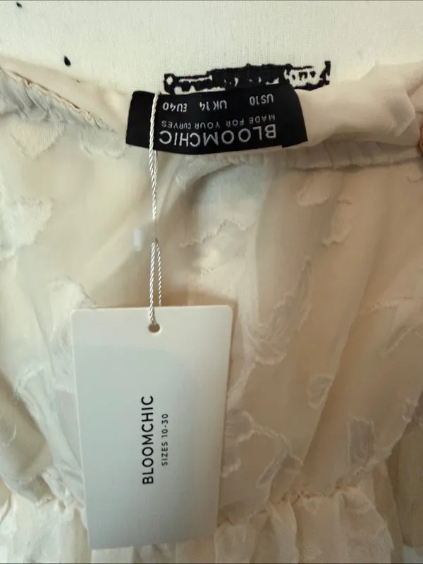 BloomChic Cream Floral Textured Peasant Blouse - Image 2