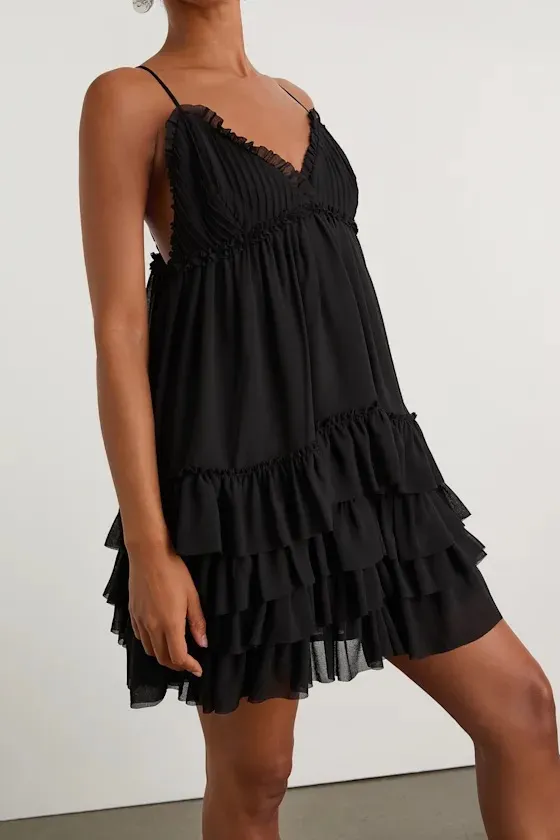 Lulu’s Asuka Black Ruffled Tiered Mini Dress - Image 2