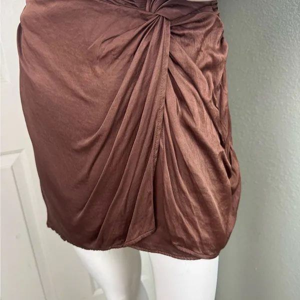 Zara Brown Satin Corset w/Mock Wrap Attached Skirt Sold Out Size Medium. H46 - Image 6