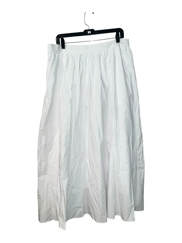 Commence Cotton Pleated Maxi Skirt Size Medium White NWT Pockets Lined zipper - Image 3