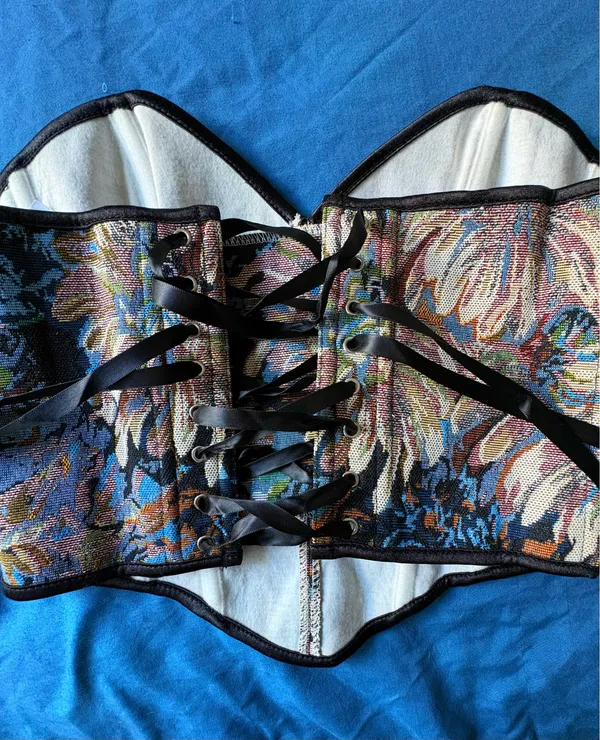 SHEIN S Multicolor Strapless Corset Bustier Top Boned Lace-Up - Image 5