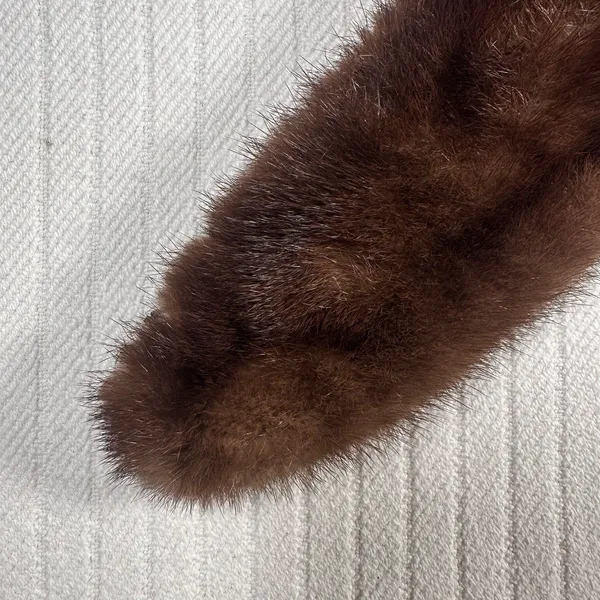Vintage Brown Fur Stole Shawl Wrap Scarf Satin Lined Formal - Image 3