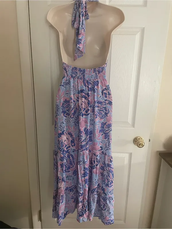 Zesica Floral Halter Maxi Dress in Lavender and Pink Small‎ - Image 3