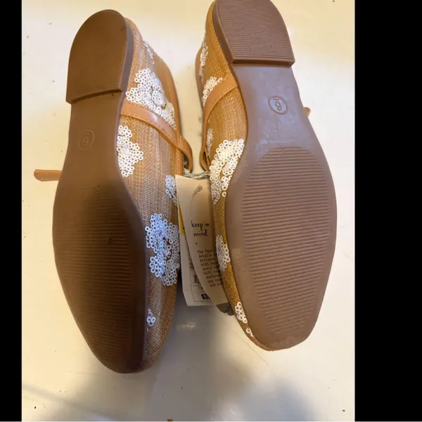 A New Day Carmel rattan sequin MaryJane Floral Flats size 6 - Image 7