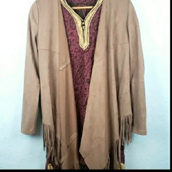 Say What vintage 90’s faux suede open fringe jacket - Image 5
