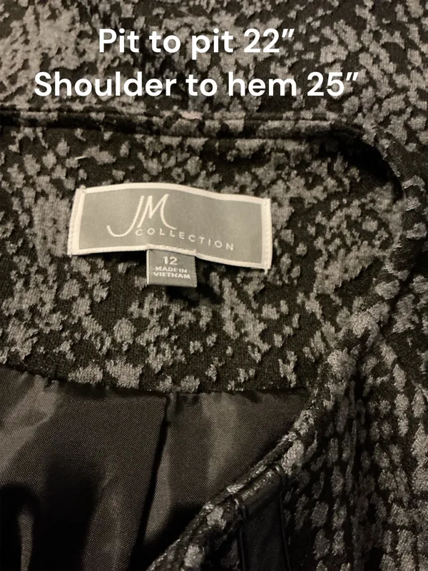 JM Collection Women’s Size 12 Snake Print Full-Zip Knit Jacket / Top Gray Black - Image 3