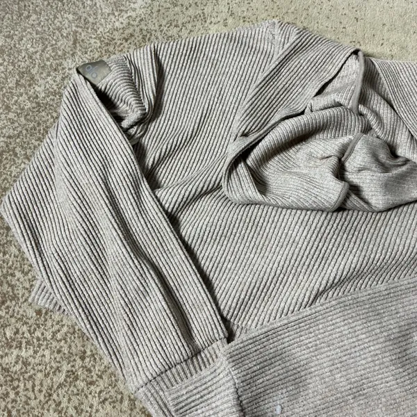 Alo Yoga Muse Ribbed Cropped Hoodie Beige Tan Pullover Sweatshirt Womens‎ - Image 5