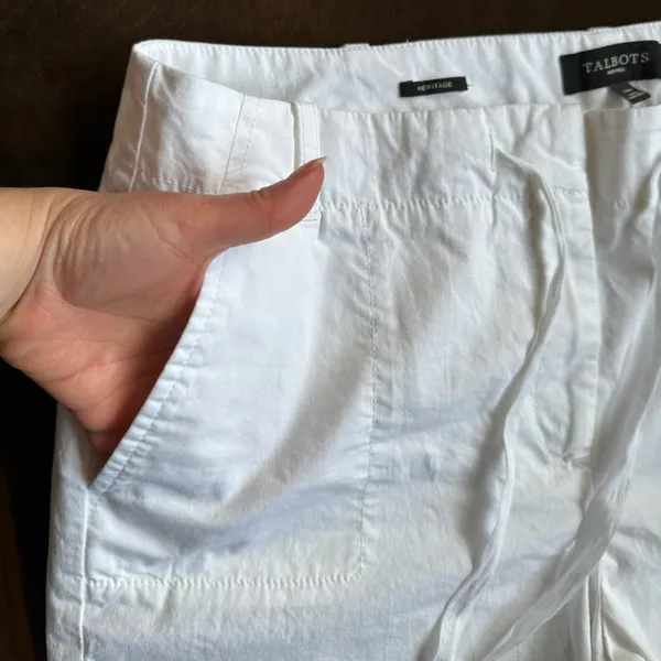 Talbots White Stretch Straight Leg Ankle Cropped Pants High Rise Size 14P - Image 2