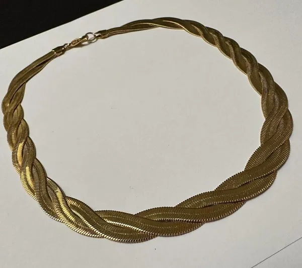 Signed Avon SP Gold Tone Woven Chain Necklace 19 Inch - Image 6