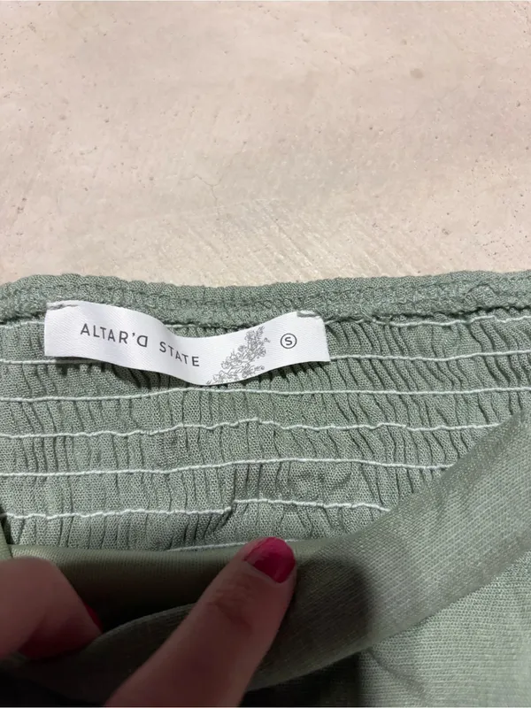 Altar’d state Puff-Sleeve Dress in Sage Green NWT MSRP$72 small - Image 3