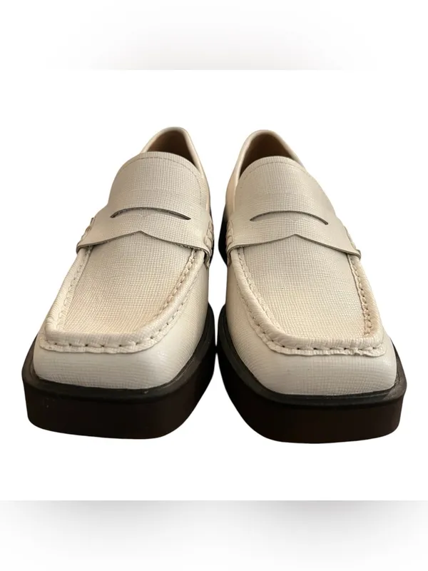G.H. Bass Whitney Weejuns Penny Loafers Cream Textured Leather NWOB Women’s 8.5 - Image 11