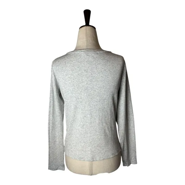 Club Monaco Shirt Women Medium Gray Rib‎ Knit Crew Neck Tee Athleisure Athletic - Image 2