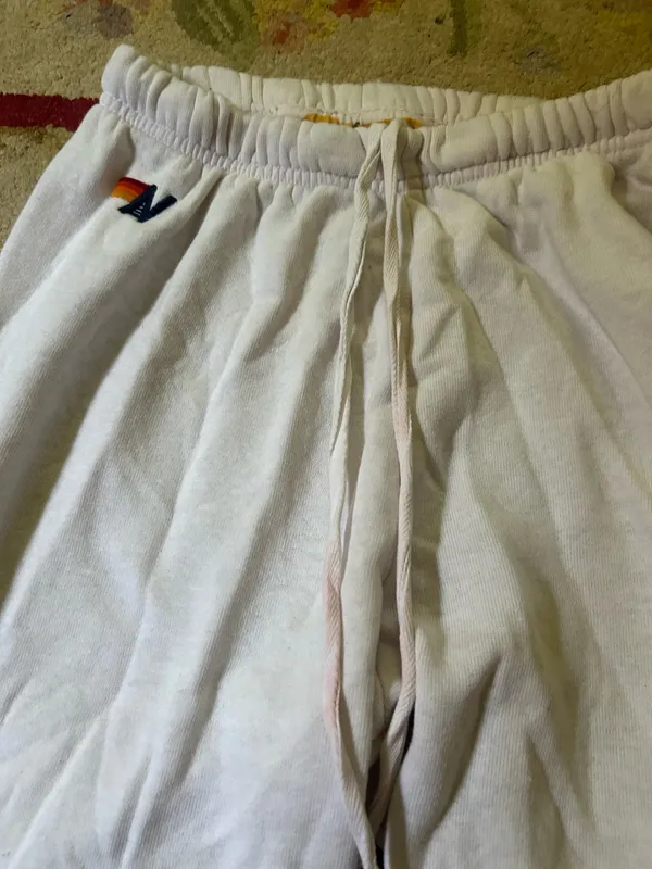 White Aviator Nation Sweatpants 5 Stripe - Image 3