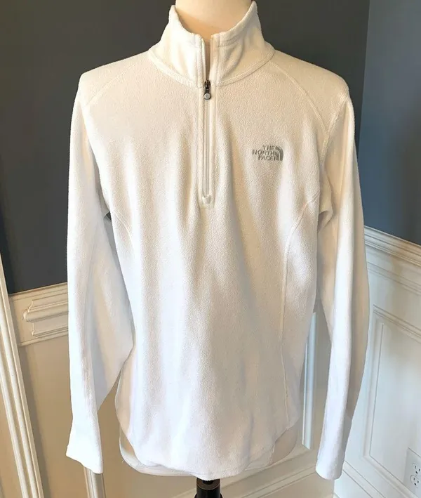 The North Face Lightweight Pullover White Long Sleeve Fleece Top Womens Medium - Image 8