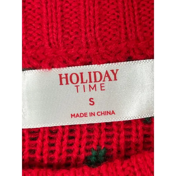 Holiday Time Ugly Unisex Christmas Santa Sweater Pocket House‎ Red/Green Sz S - Image 6