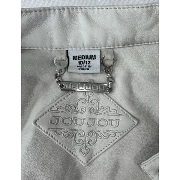 Joujou Faux Leather Moto Jacket Women's M 10/12 Cream White Motorcycle - Image 7