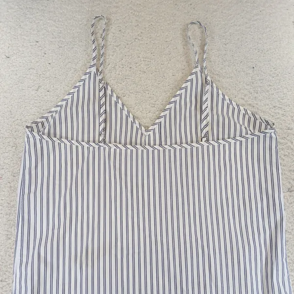 Sandro Paris Striped Slip Dress Blue White Cotton V-Neck Mini Size 38 R20002E-10 - Image 9