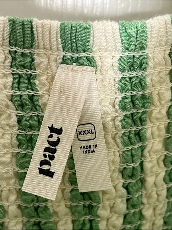 Pact Organic Cotton & Linen Sz XXXL Green and White Striped Maxi Dress - Image 7