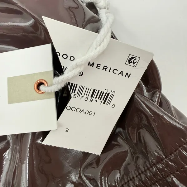 Good American Bikini Top Size Medium Faux Patent Leather Bandeau NWT Swim Brown - Image 6