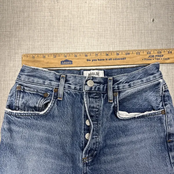 Agolde denim button fly‎ raw hem Ripley jeans size 24 - Image 7