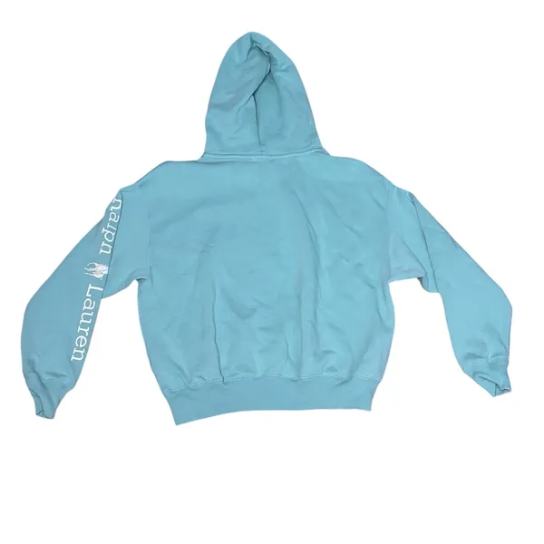 Polo Ralph Lauren Spellout Logo Hoodie Womens Medium Mint Green Cropped Fleece - Image 2
