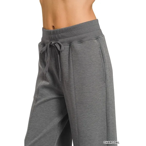 Zenana Scuba Collared Short Sleeve Pullover & Center Seam Pants Set - Medium‎ - Image 2