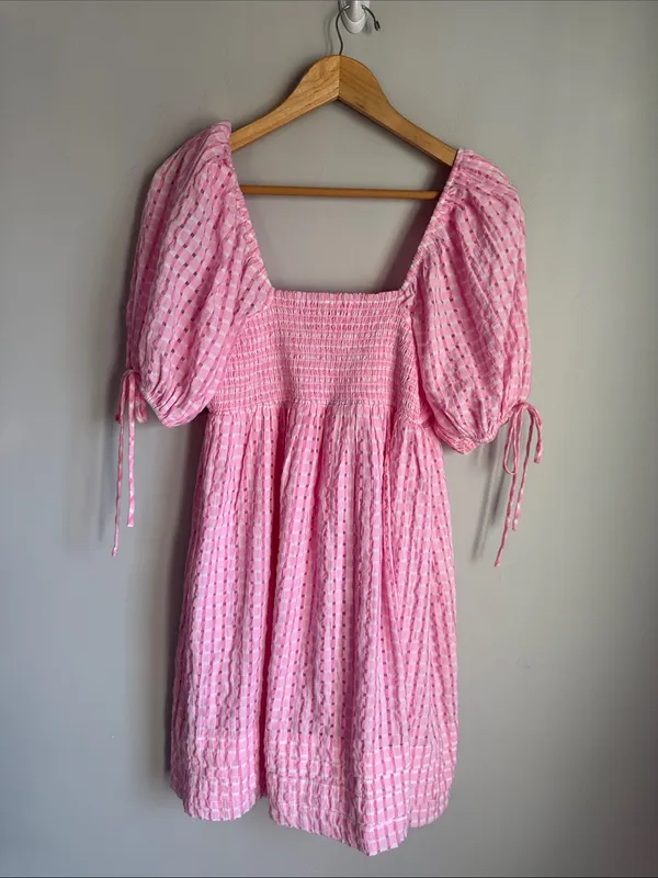 Tuckernuck Hyacinth House Pink Gingham Layton mini Dress Small - Image 5