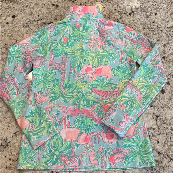 Lilly Pulitzer Skipper Popover Pink Green Animal Print • Sea Salt Blue on Parade - Image 5