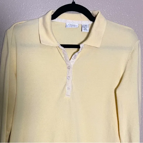 Butter Yellow‎ 3/4 button up Long Sleeve Henley Summer Top size Medium timeless - Image 2