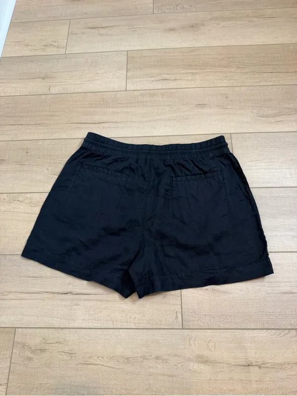 Athleta Retreat Linen Mid Rise 4” Shorts Black Size Large L Pull On Drawstring - Image 6