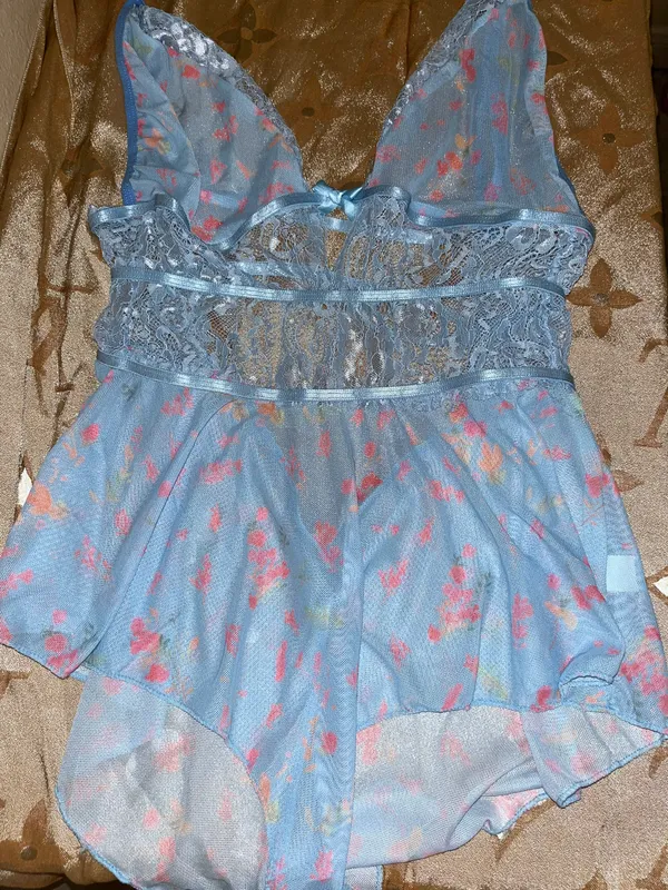 Fashion sexy lace V neck bow stitching flowers printed - Image 5