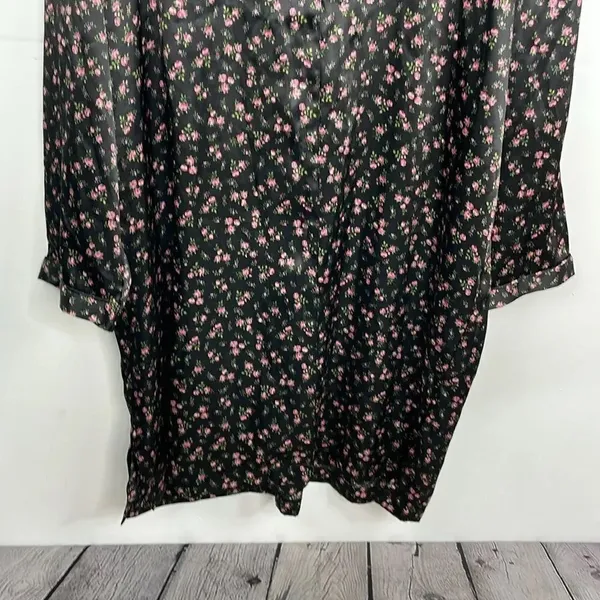 Morgan Taylor Intimates Floral Black sleep night gown button down size 2X XXL - Image 3