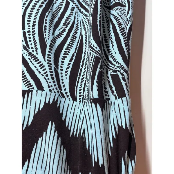 Tommy Bahama Viscose Sleeveless Dress Medium Blue Brown Abstract Print A-Line - Image 6