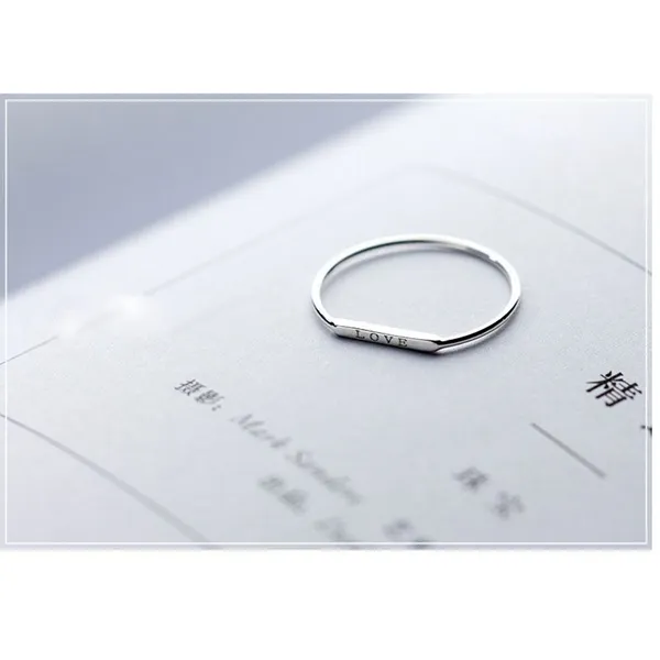 Boutique Dainty White‎ Gold-Plated S925 LOVE Bar Band Ring | Sz 6 NEW - Image 7