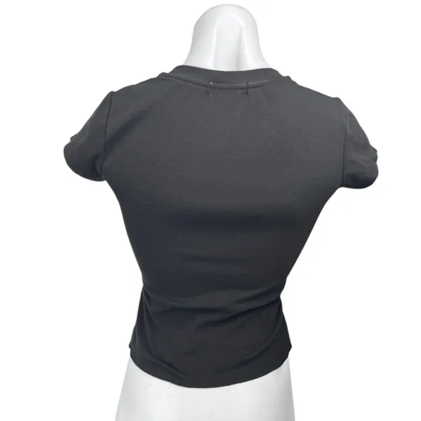WeWoreWhat Black Short Sleeve Scoop Neck Stretch Cropped T Shirt Tee Top Size M - Image 2