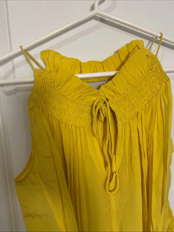 Women's Yellow Smocked Tie - Image 2