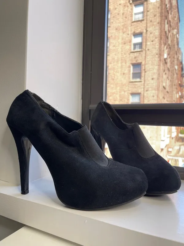 Rampage Black Suede High Heel Booties - Image 2