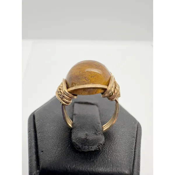 Source Unknown Vintage Gold-Filled‎ Wire Wrapped Agate Ring  Size 3.25 Handmade Artisan Setting - Image 6