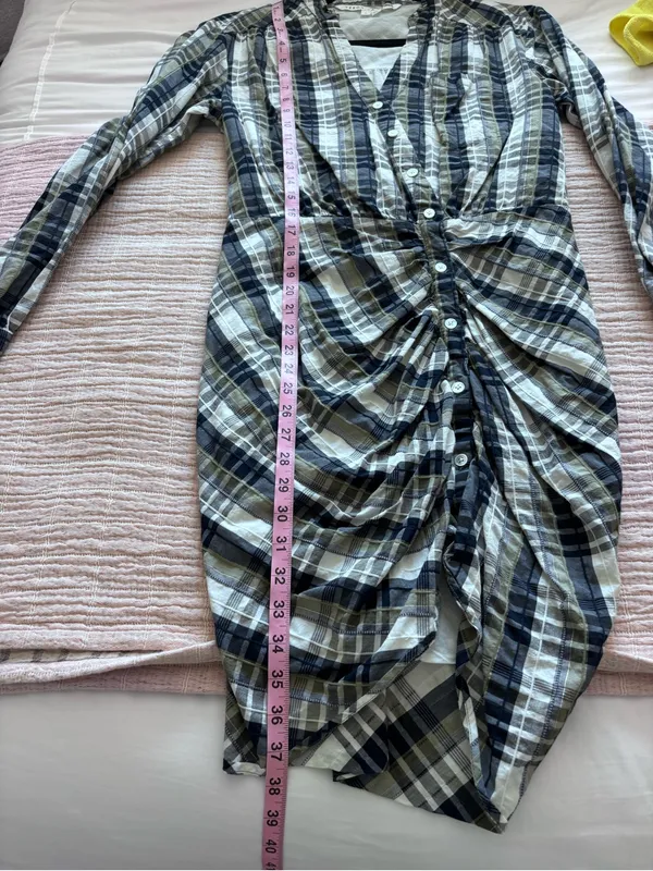 Veronica Beard Vilette Mini Shirt Dress Army Plaid size 8 - Image 9
