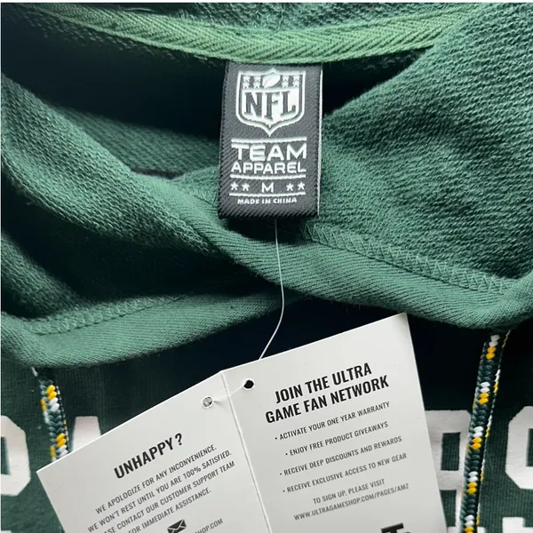 Green Bay Packers Mini Dress Hoodie NFL Team Apparel’19’ Jersey Sweatshirt Med. - Image 12