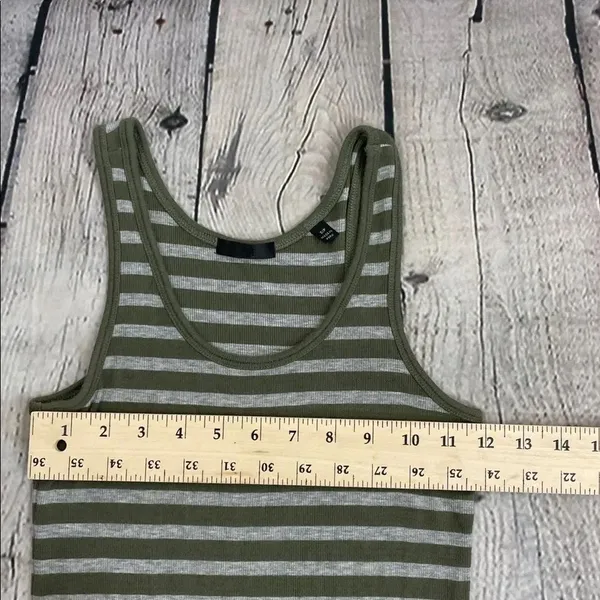 ATM Anthony Thomas Melillo Olive and Gray Striped Tank Top - Image 13