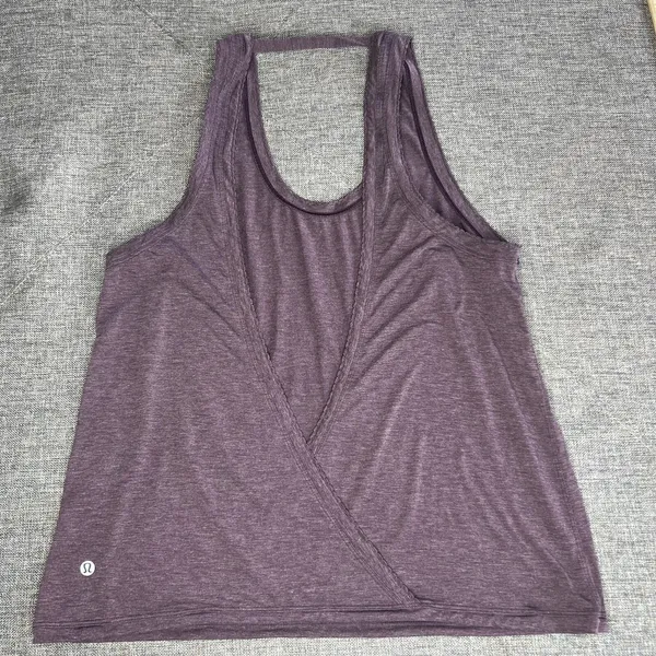 Lululemon‎ Tied To It Tank Black Cherry Heathered Open Back Yoga Top - Image 2