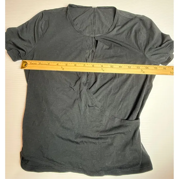 Lululemon Black Short Sleeve Wrap Yoga‎ Top Athletic Workout Shirt - Image 3