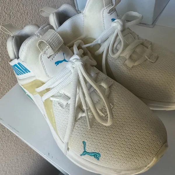 Puma Cream and Blue Running Shoes - Image 3