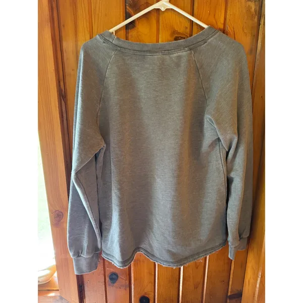 Alternative Apparel Womens Grey‎ Raglan Sweatshirt Raw Hem French Terry Size M - Image 2
