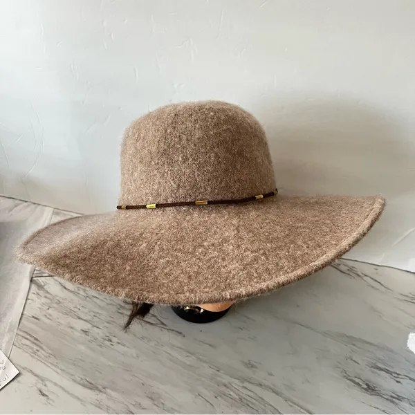 Something Special Floppy Wide Brim Wool Hat Brown Tan - Image 5