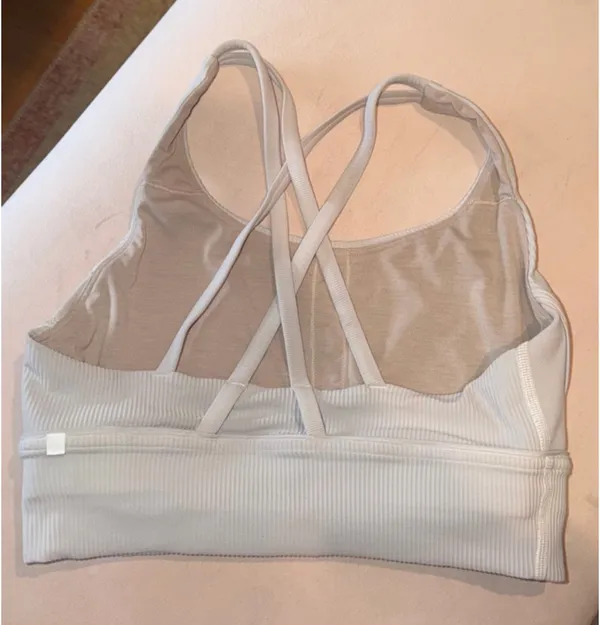 Lululemon Energy Bra Long Line Ribbed White - Image 4