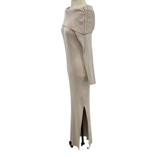 Anthropologie Off-The-Shoulder Sweater Midi Dress Cream‎ Beige Tan Size XL - Image 7