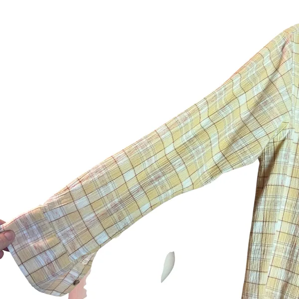 Mix& Match Guido Pellegpini Med Top Button Down Plaid Pale Yellow Office Wear - Image 5