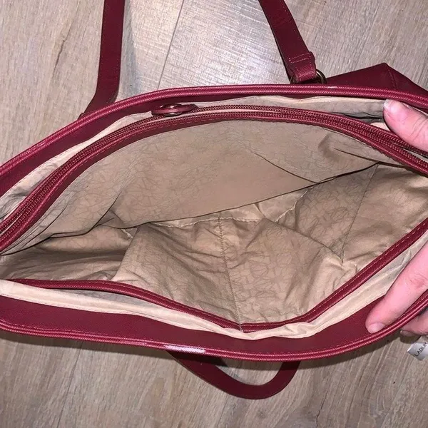 Dark Red faux leather Handbag Large Multi Compartment - Image 12